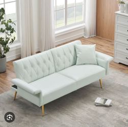 Velvet Sofa with Gold Legs