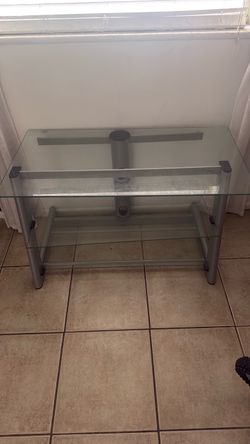 Glass and Silver Metal TV Stand
