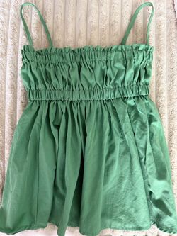 Small Size Green top with ruched detailing comes with fabric belt