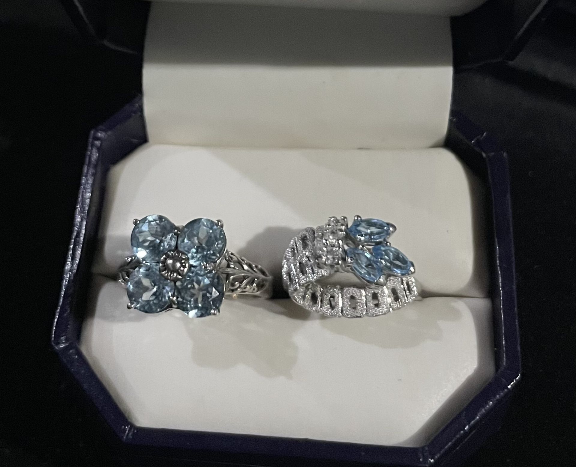 Sterling Silver Light Blue Ring Set