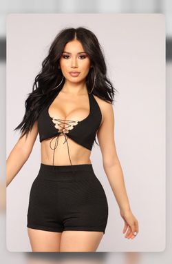 Barley holding on shorts set fashion nova