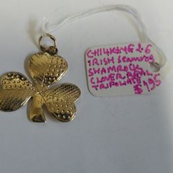 14K Yellow Gold Irish Shamrock Clover Real Trifoliate 