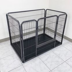 $110 (Brand New) Heavy-duty dog pet playpen w/ plastic tray indoor outdoor cage kennel 4-panel, 49”x32”x35”