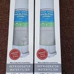 2 NEW REFRIGERATOR WATER FILTERS 4 3 9 6 8 4 1  AND C6841 FOR WHIRLPOOL AND OTHER SIDE BY SIDES