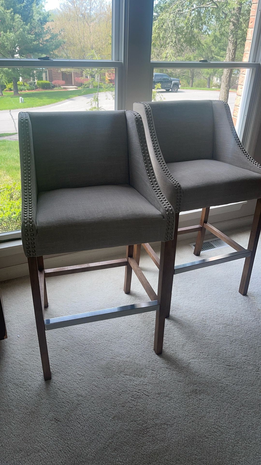 Set Of 2 Upholstered Counter Bar Stools 40”High x 22 Wide