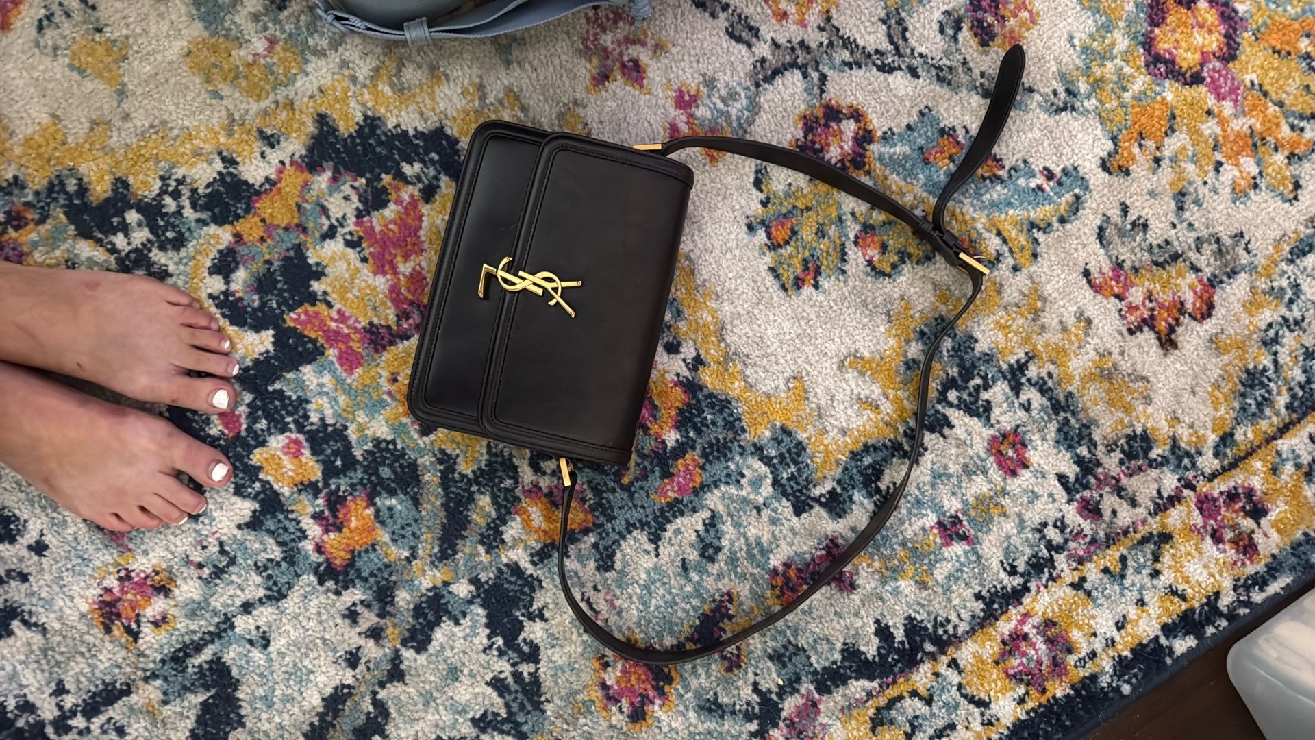 AUTHENTIC YSL black Leather Bag 