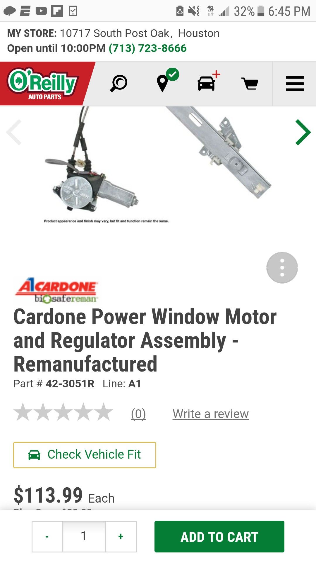 Window motor and regulator
