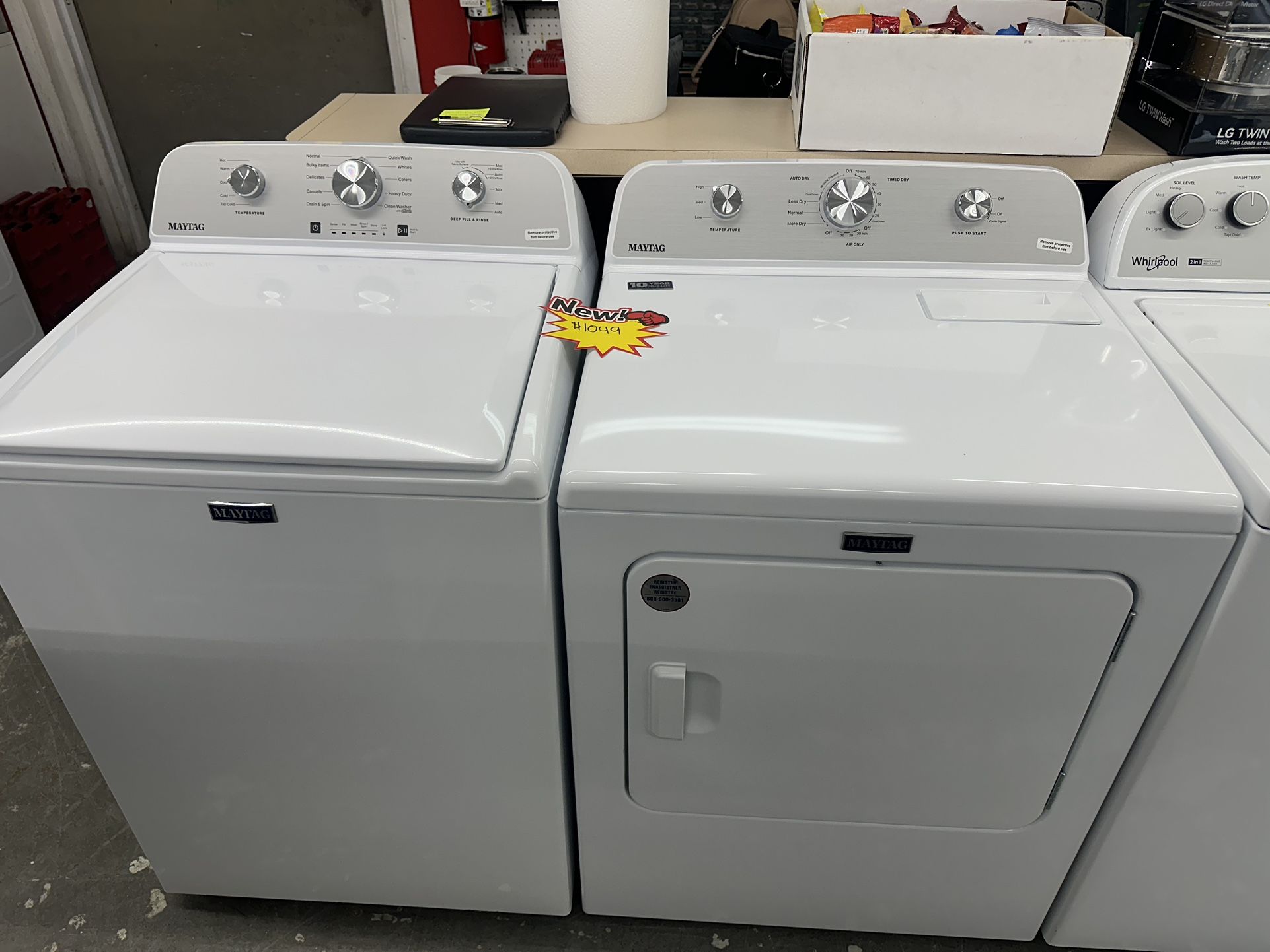 New Scratch And Dent Maytag Washer And Dryer One Year Warranty