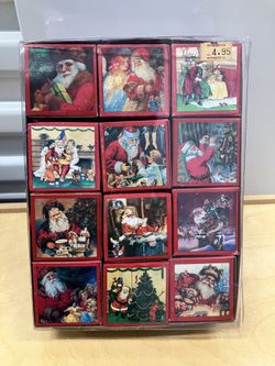 Vintage Christmas Box set of Cube Ornaments
