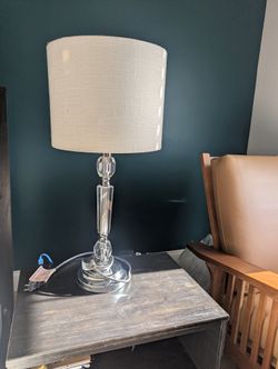 Two Contemporary Clear Lamps - Wired