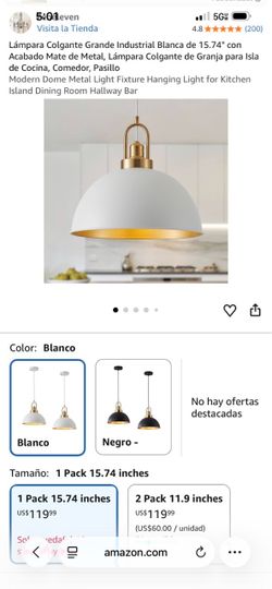 White Industrial Dome Pendant Light 15.74"