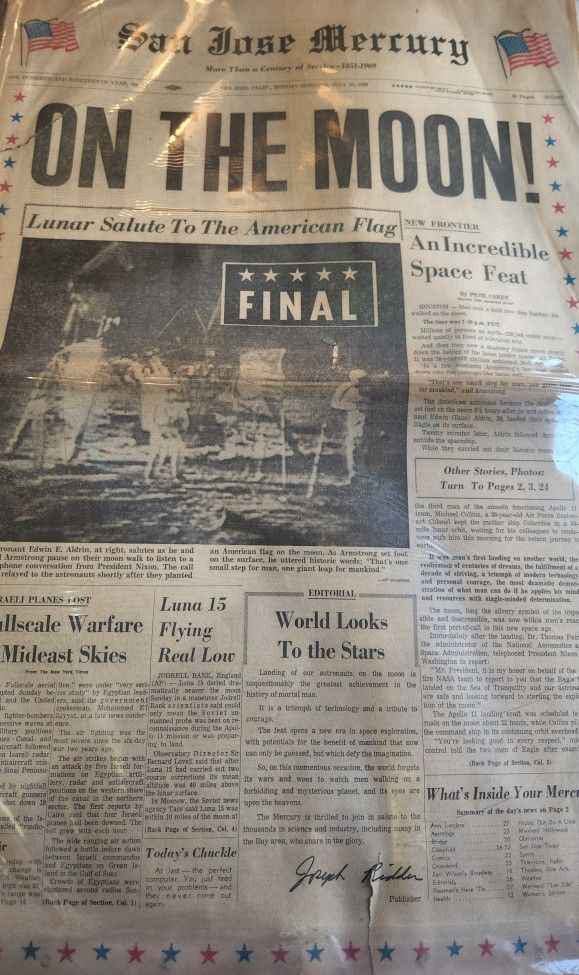 Man On The Moon July 21 1969 Original Vintage Newspaper
