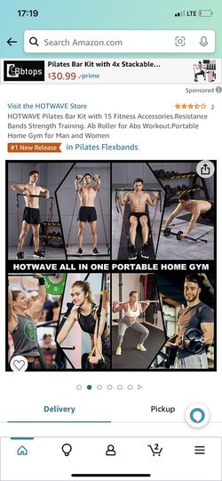 HOTWAVE Pilates Bar Kit with 15 Fitness Accessories.Resistance