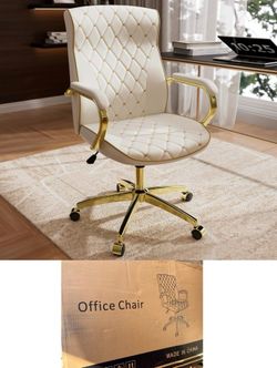 100% Brand New in box White Office Chair, Luxury Leather Executive Desk Chair with Recliner
