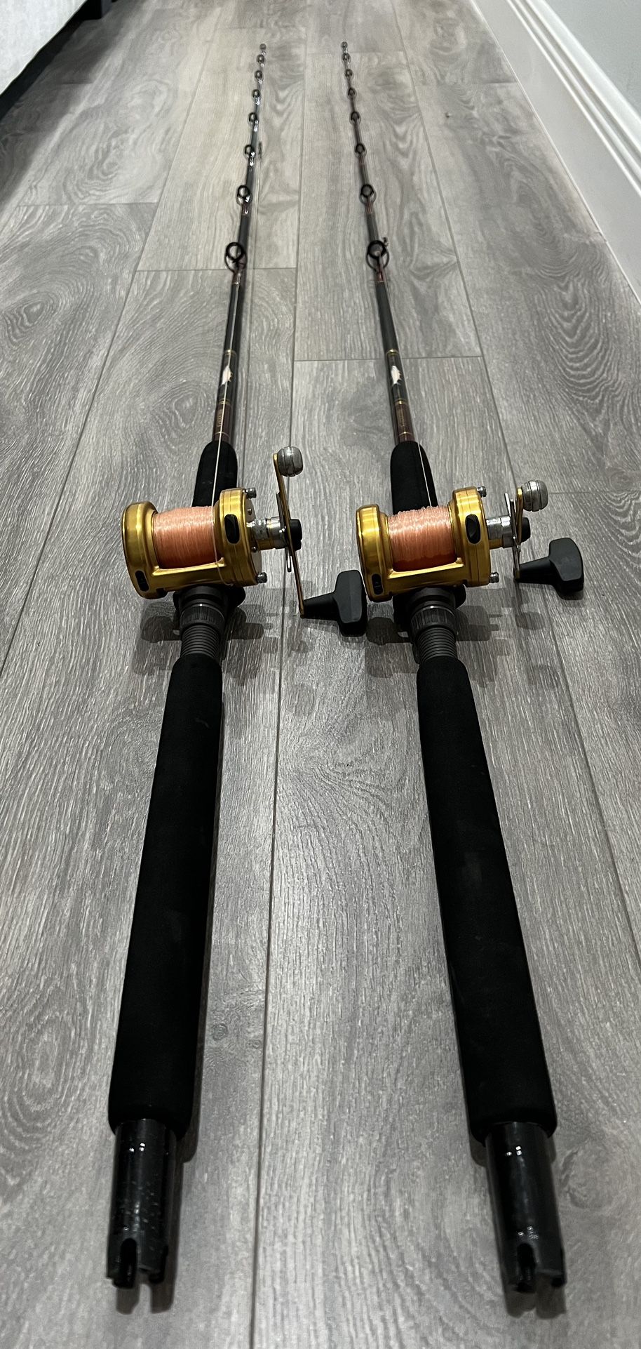 Pair of Penn International 975 CS Reels and Custom Rods