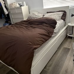 Malm Queen Bed Frame With Under Bed Storage Drawers