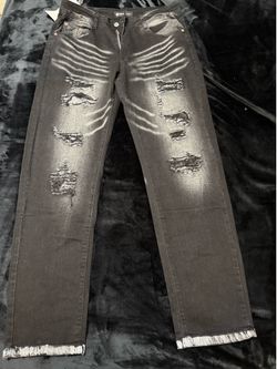 PURPLE BRAND Men’s Black Light Wash Distressed Skinny Slim Denim Jeans NWT