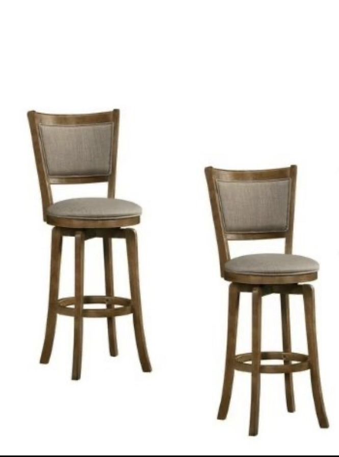 2 Wood Swivel Stools