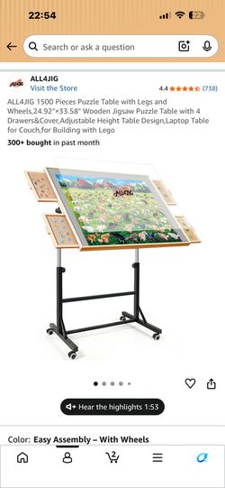2000 Pieces Puzzle Table with Legs and Wheels