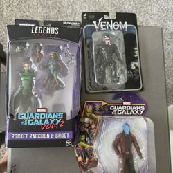 3 Sets Of Action Figures- Venom And Guardians 