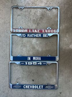 Vintage metal license plate frames