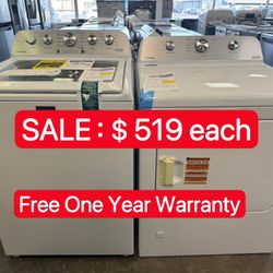 Maytag 4.8 cu.ft Washer &7.4 cu.ft Gas dryer-Free One Year Warranty