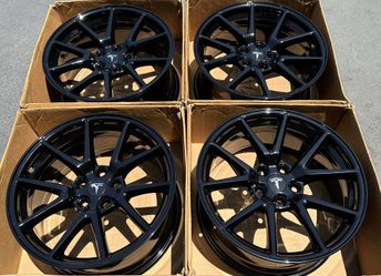 18” Tesla Model 3 factory wheels rims gloss black new