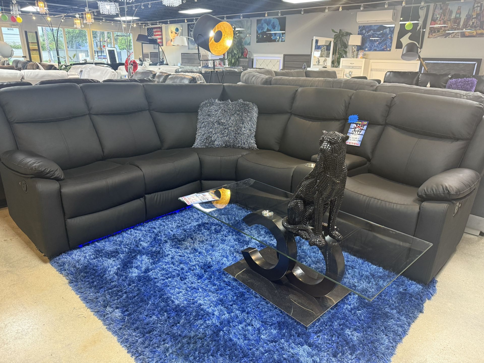 Don’t Miss This Huge Fathers Day Sale Black Reclining Sectional With Led Lights