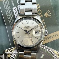 Rolex Oyster Perpetual Date Silver Dial Stainless Steel Watch