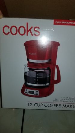 Cooks 12 cup Programmable Coffeemaker. Red. New In Box. Never opened.