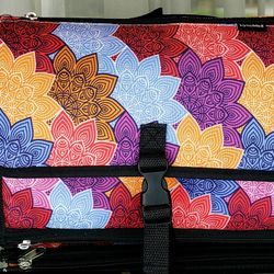 Foldable Diaper Changing Station with Head Cushion and Zipper Pockets in Floral Multicolored Design 22x44 in $20