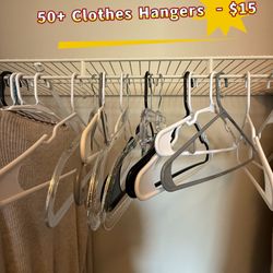50 + Clothes Hangers - Mix Of Clips & Standard