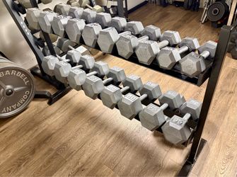 Set of Hex Cast Iron Dumbbells 10s to 55s In NEW Condition. Total: 650 pounds [NO RACK /being sold already]