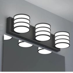 Bathroom Light Fixtures 20.5 inch Black Bathroom Vanity Light LED 6000K White Bathroom Lighting Acrylic Modern Wall Light (3 Lights)