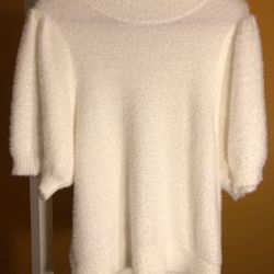 Warm, elegant, very soft white sweater.  Used once.Brand  Madison. Size L. $35.