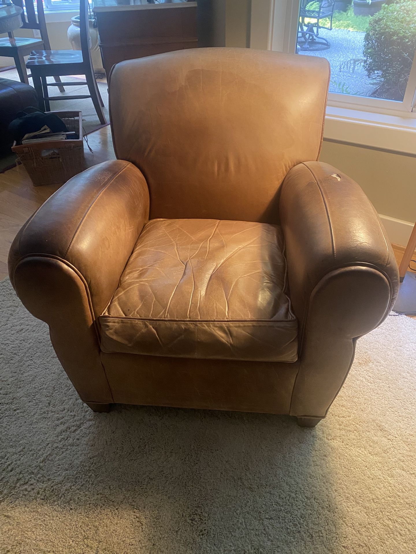 FREE- Vintage Pottery Barn Manhattan Roll Arm Leather Chair