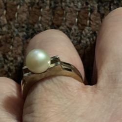 Vintage Pearl & Sterling Ring, Size 6