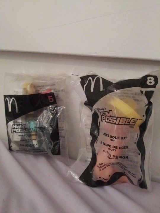 Disney's Kim Possible Sealed Mcdonald Toys 2 Altogether Ron Stoppable And Ron's Naked Mole Rat