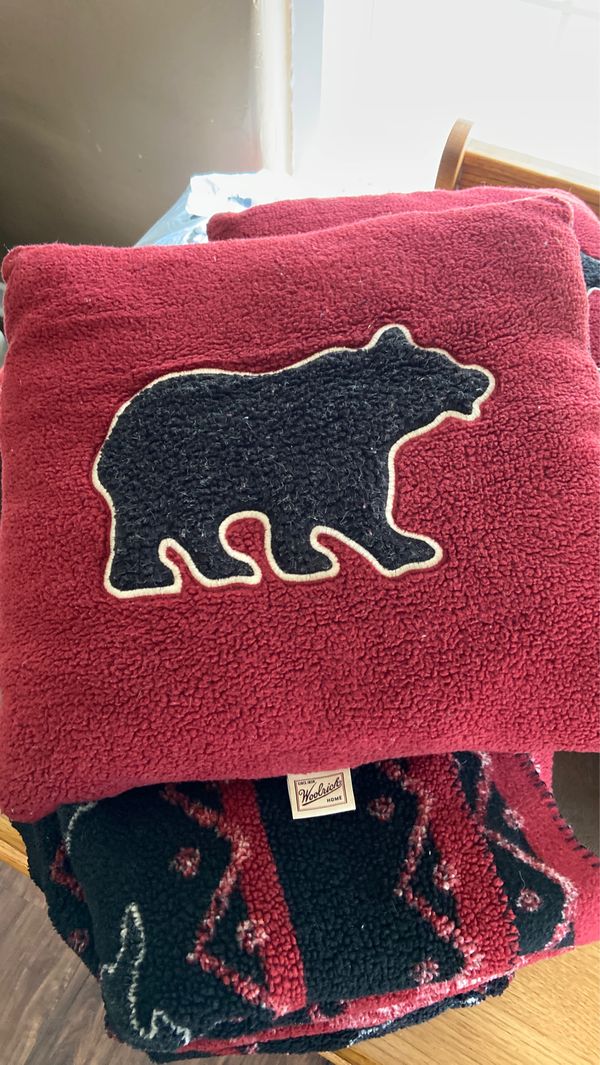 Woolrich bear pillows and blankets for Sale in Norco, CA OfferUp