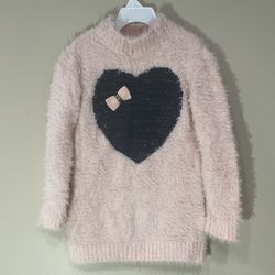 Girl’s Fuzzy Sleeves Embellished Tunic, 4-5 yrs