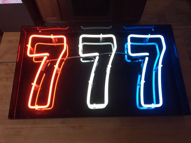 Large Casino Gambling Neon 777 Sign