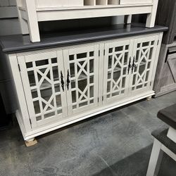 63” Console Table White/grey Top
