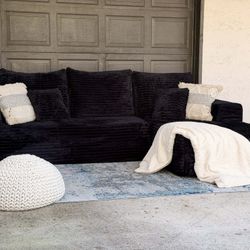 Gorgeous Soft Black Boneless Couch 
