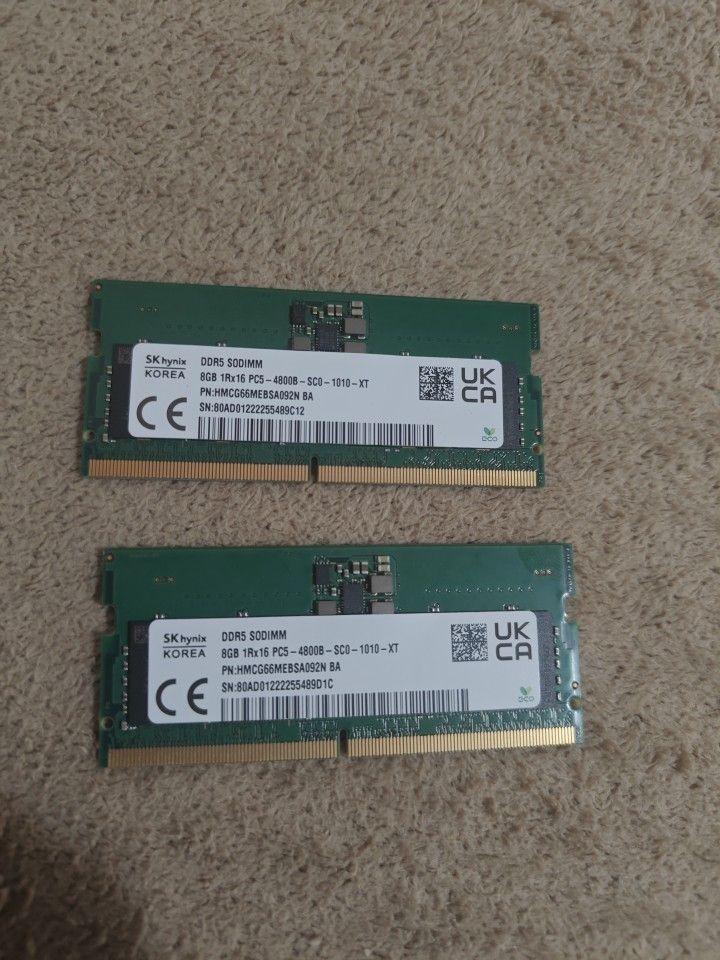 SK Hynix 16GB Kit (2x8GB) DDR5 RAM 4800MHz PC5-4800B SODIMM Laptop Memory 1Rx16
