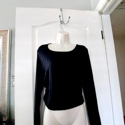 Black Crop Stretch Classy Top