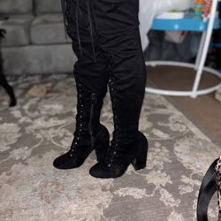 Black knee high boots
