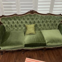 Vintage Couch, Four Side Chairs And Coffee Table
