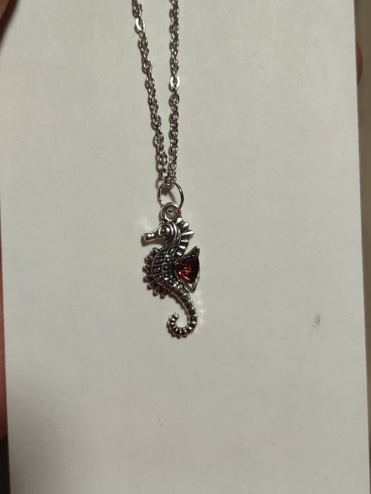 garnet seahorse necklace 