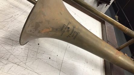 Antique Instrument Excelsior Class Hawks and son 28 Leicester square London Trombone
