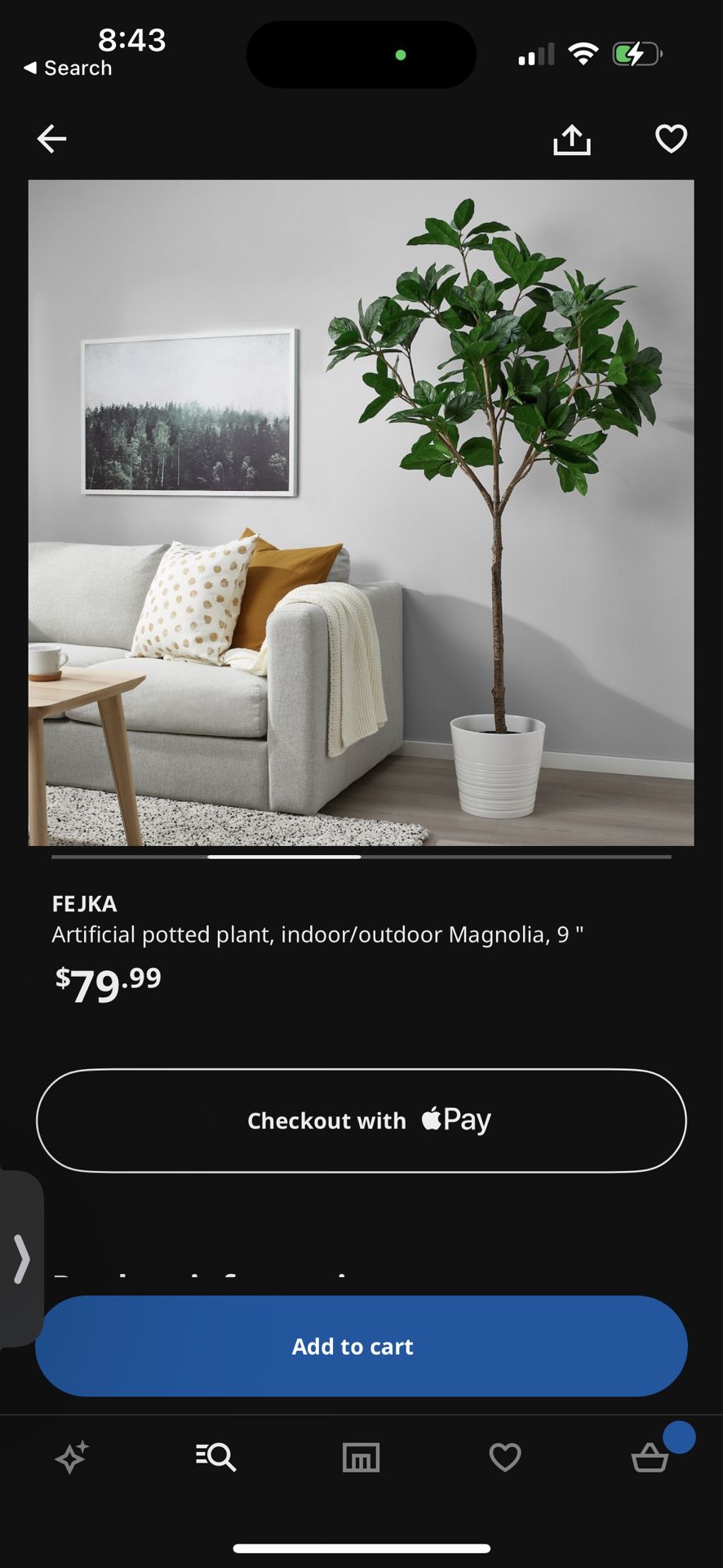 Fake Plant Tree + Pot
